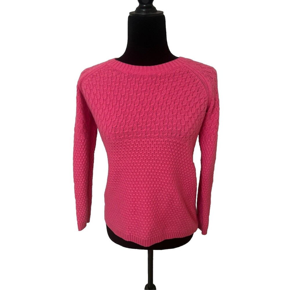 Talbots Small-P Pink sweater Crewneck Excellent Wool Blend.Super Soft. Waffle